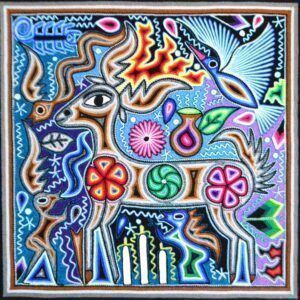 Tabla de estambre de arte huichol