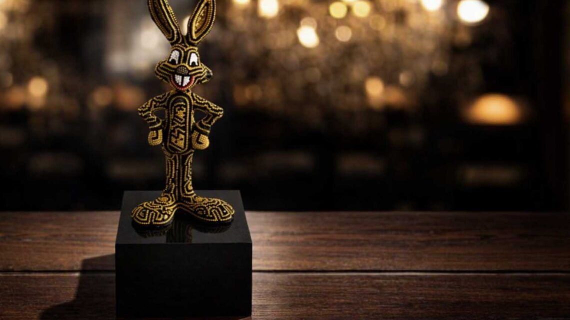 Rabbit intervened with Huichol Art