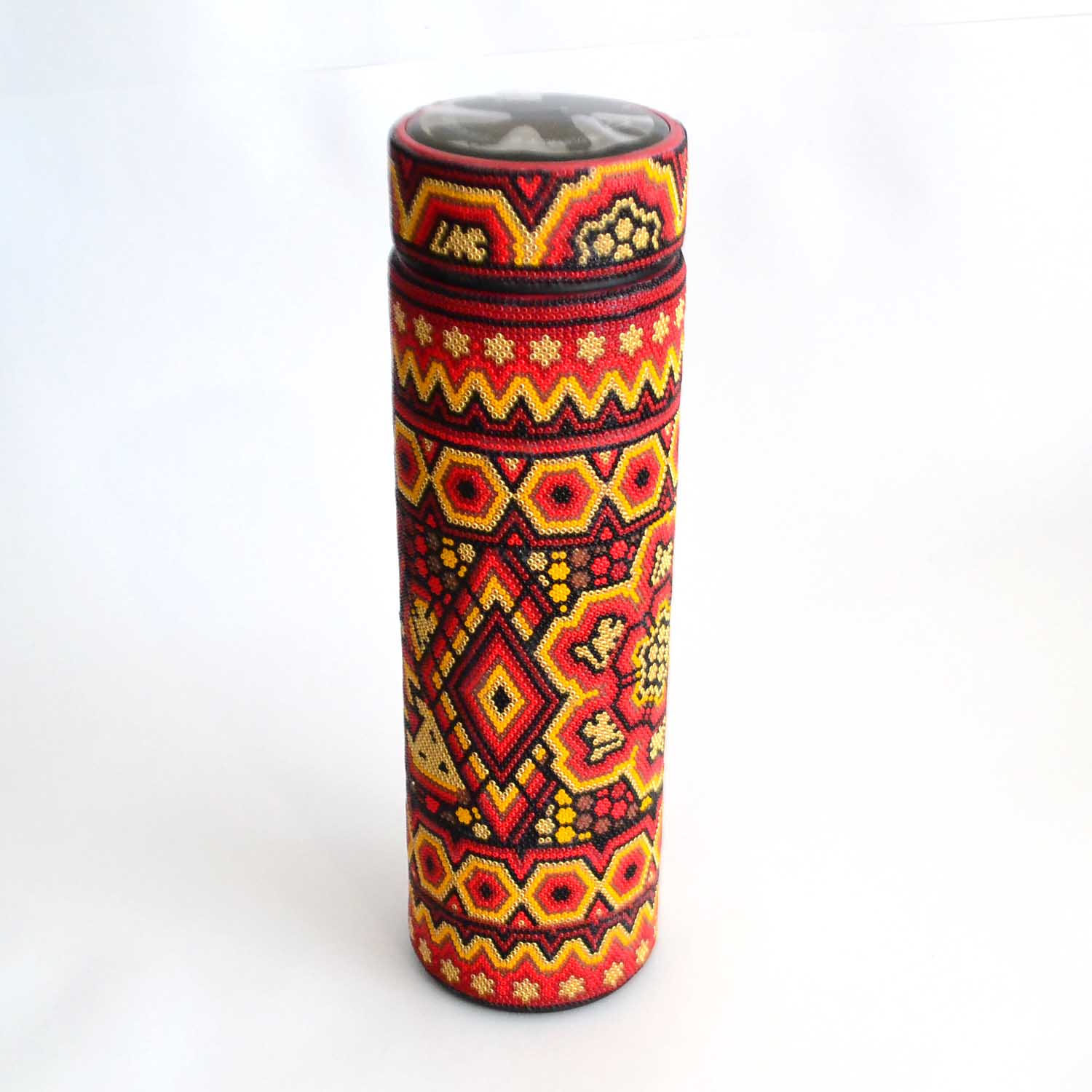 Thermos avec Art Huichol : Décoré avec Microchaquira, Unique et Exclusif