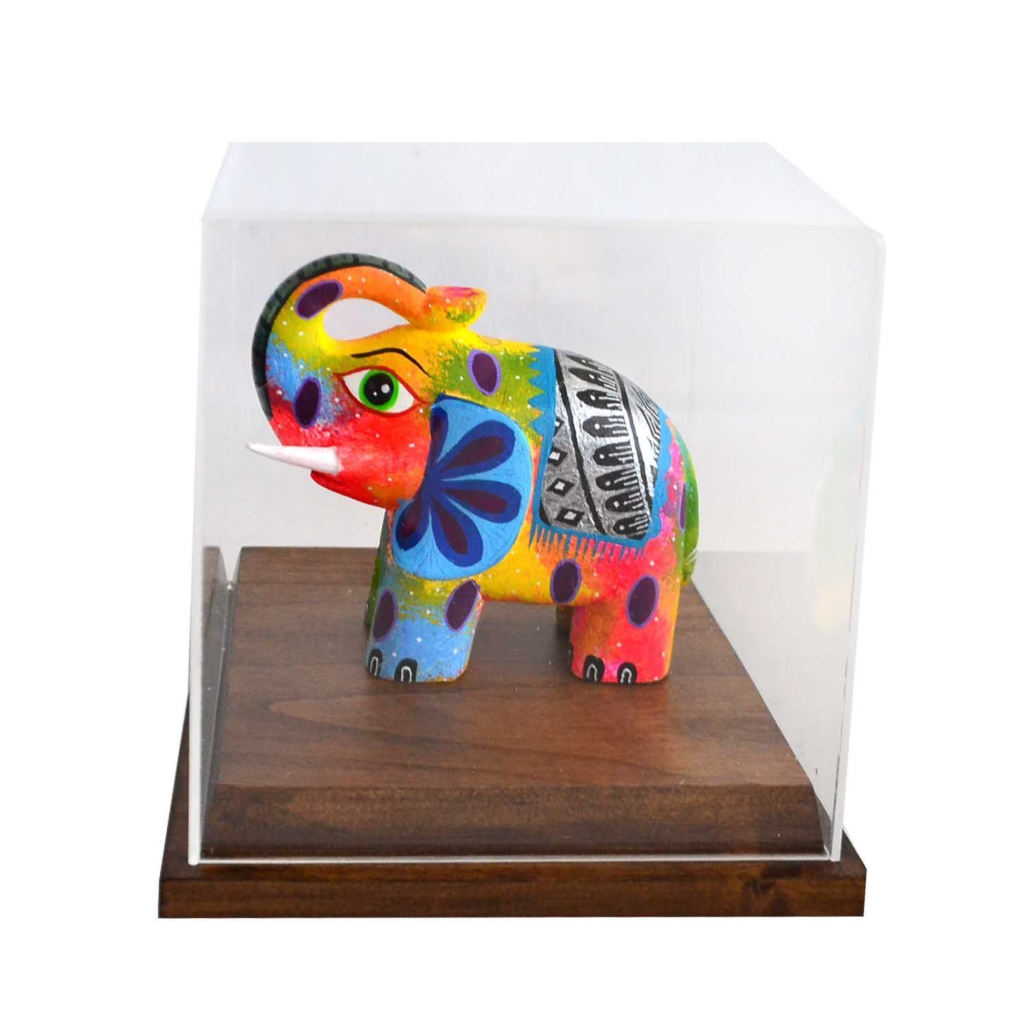 Elefante Alebrije de Madera con Cubierta Acrílica Arte Mexicano de Colección