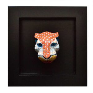 Cabeza de Jaguar Alebrije con Marco de Madera Chocolate