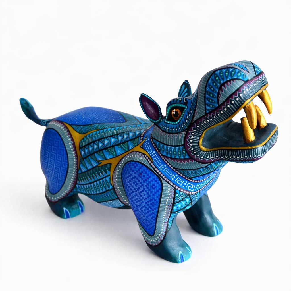Alebrije Hipopótamo Azul: Guardián de la abundancia y la fuerza interior