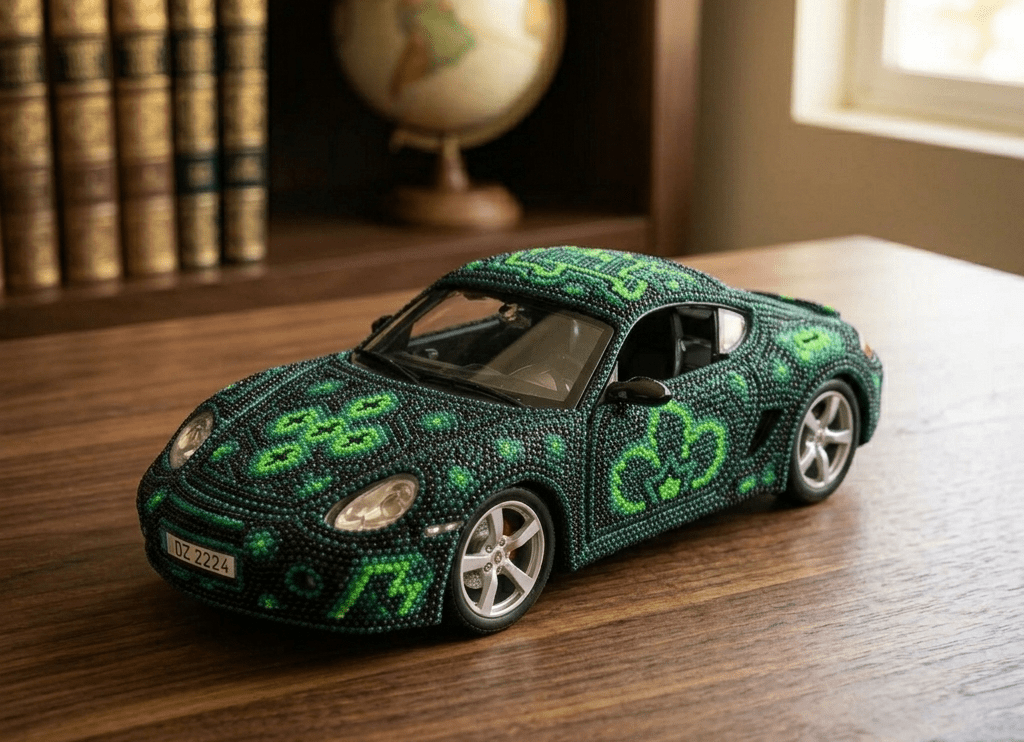 Porsche intervenido con Arte Huichol
