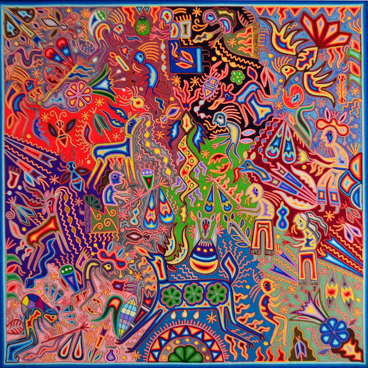 Art Huichol en fil : Symbolisme ancestral et couleurs vives