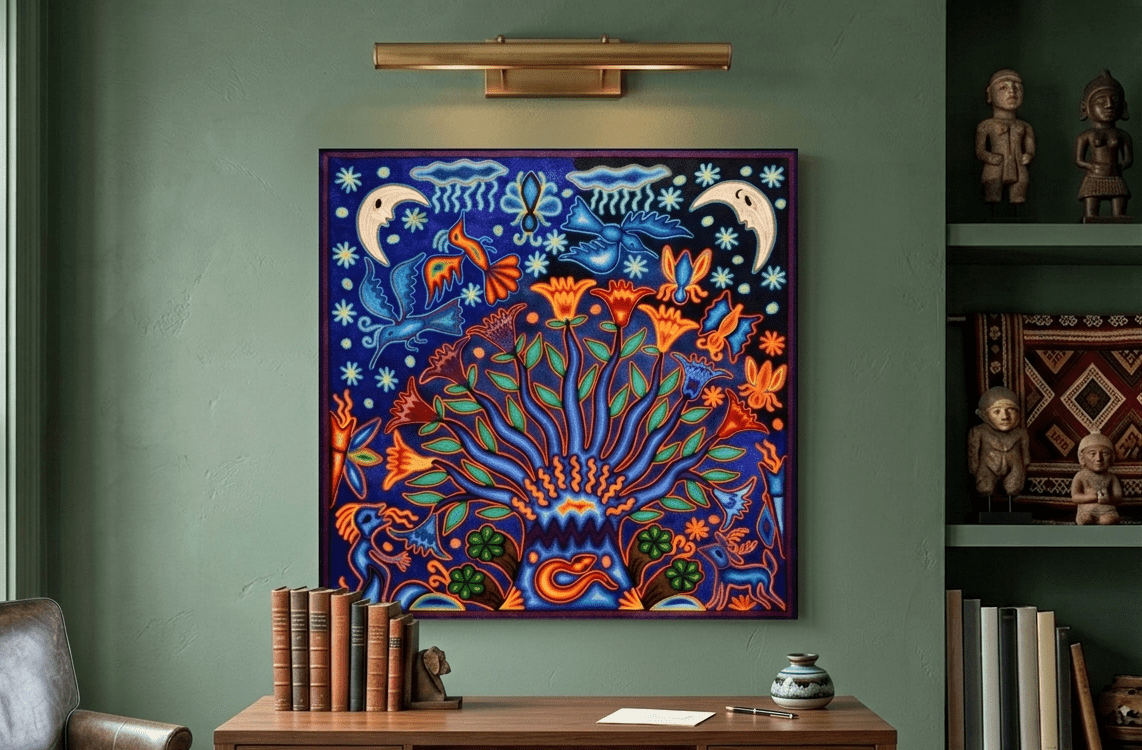 Arte Huichol del Árbol Sagrado: Colores, Símbolos y Espiritualidad