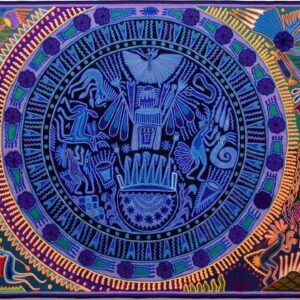 Tabla de estambre de arte huichol - Espectacular