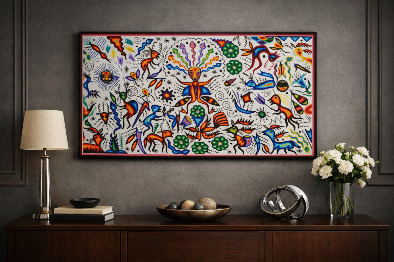 Huichol-Garnbild in einer angenehmen Umgebung
