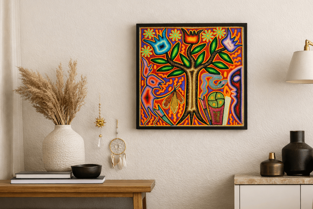Cuadro Huichol Árbol de la Vida – Arte Wixárika Auténtico y Exclusivo