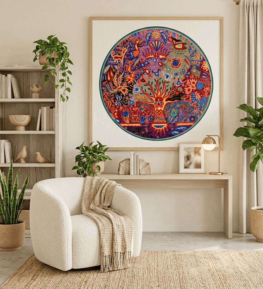 Tabla de estambre en Arte Huichol