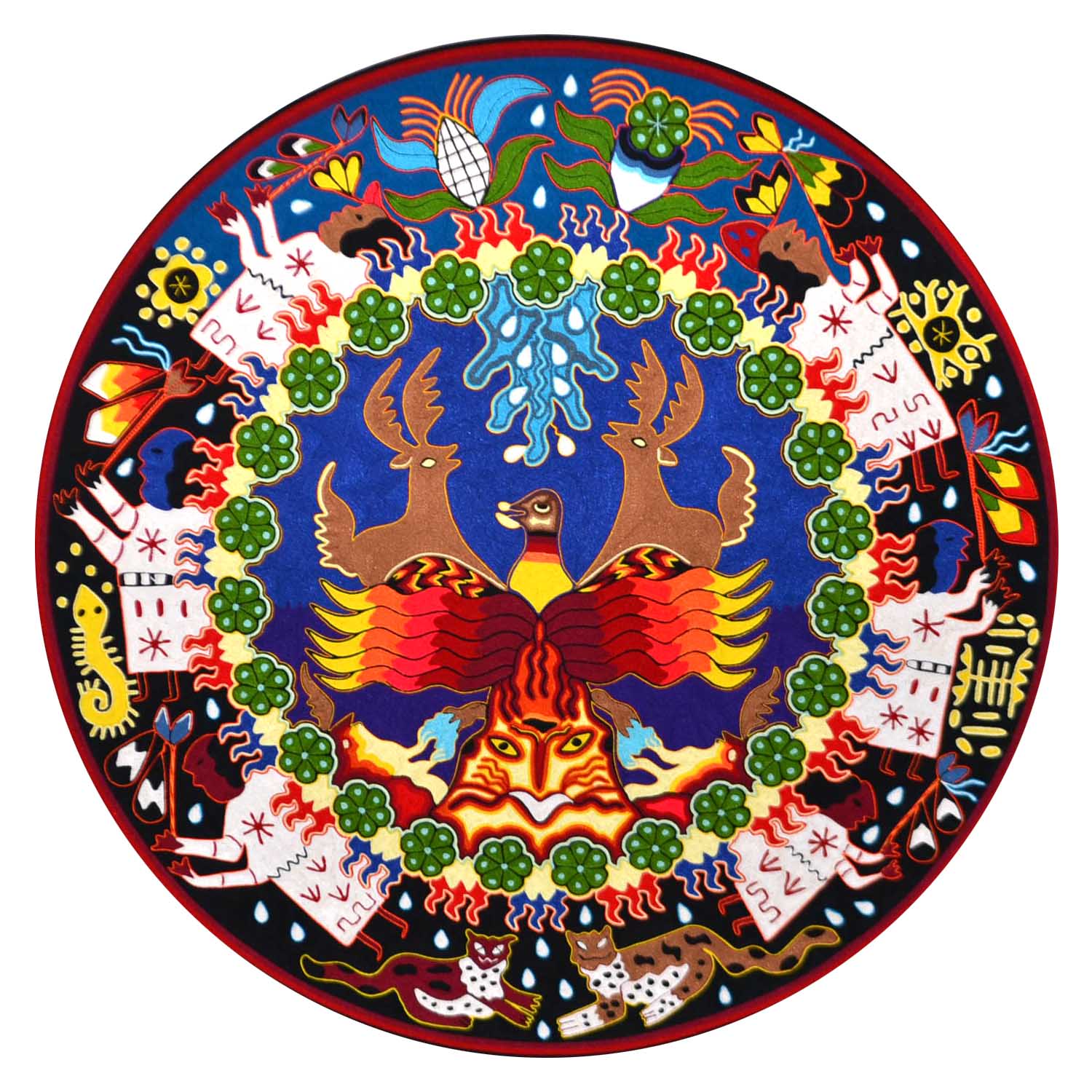 Tableau peigné d'art Huichol