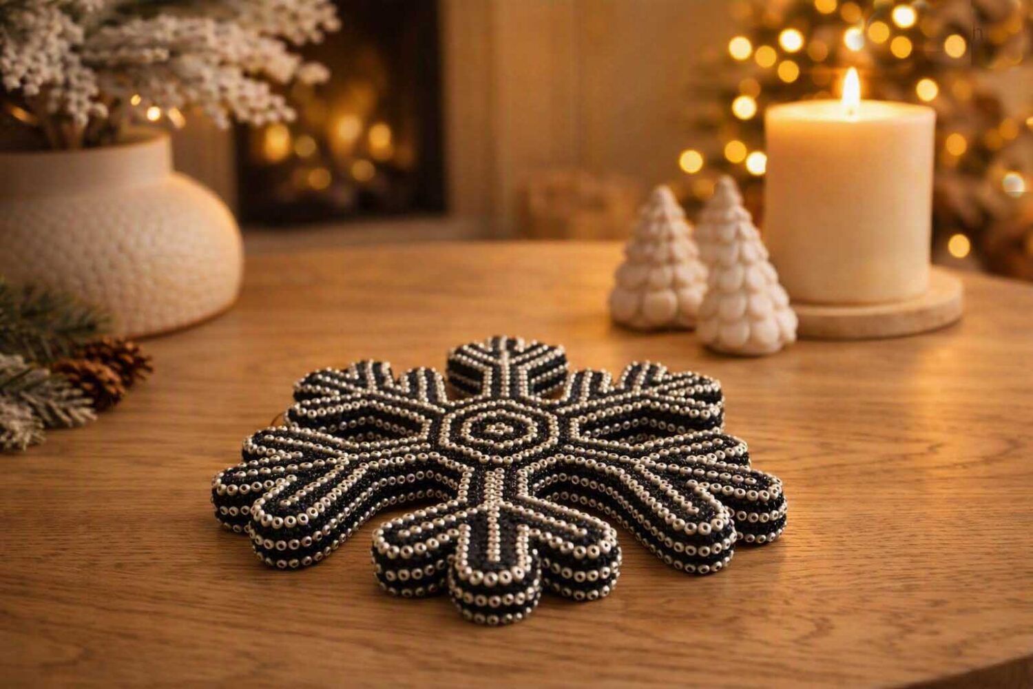 Copo de Navidad en arte huichol