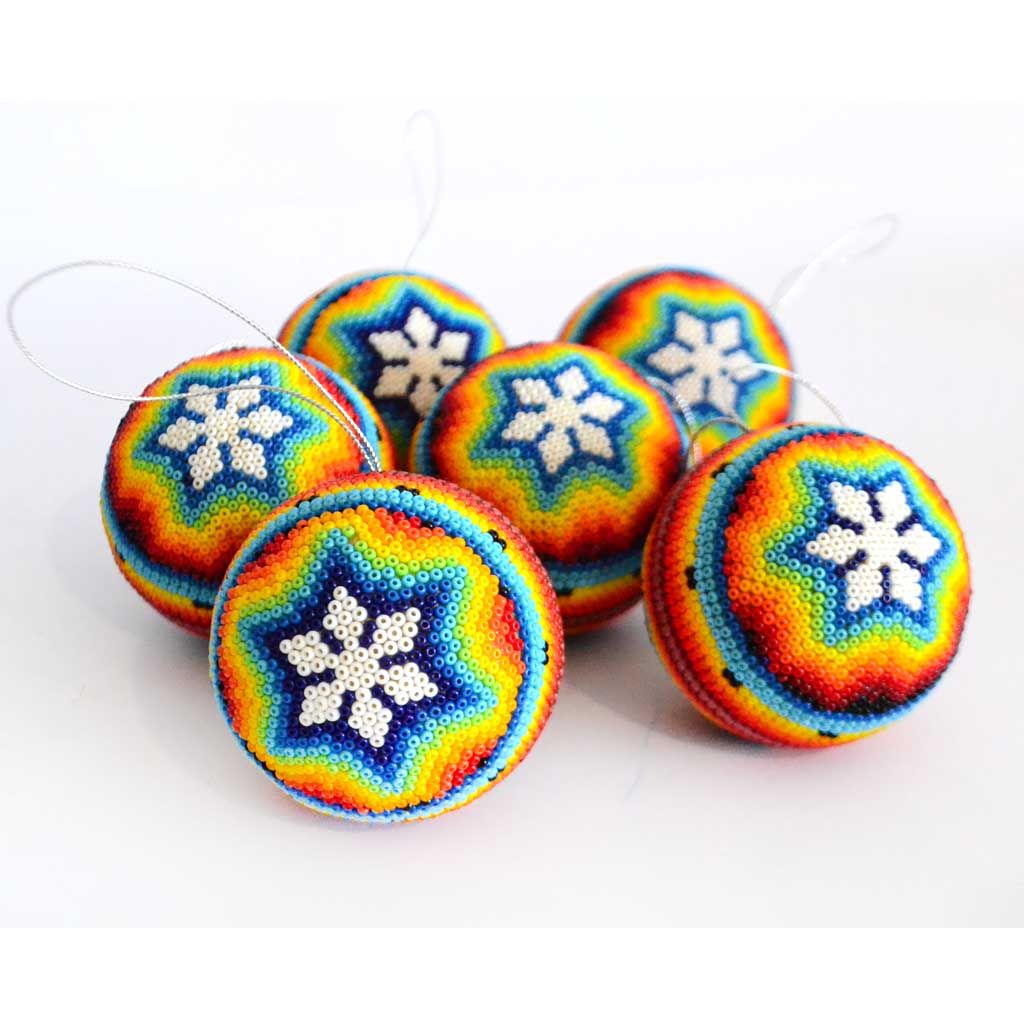 Esferas de Navidad en Arte Huichol - Imagen 2