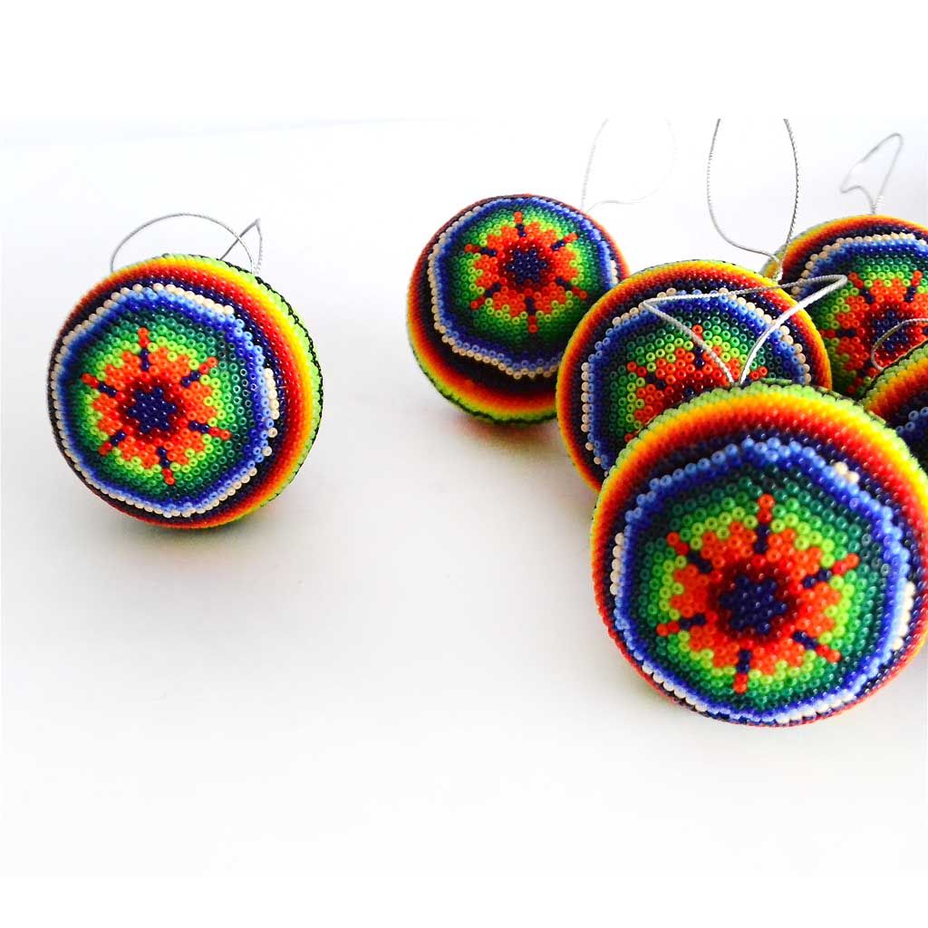 Esferas de Navidad en Arte Huichol - Imagen 2