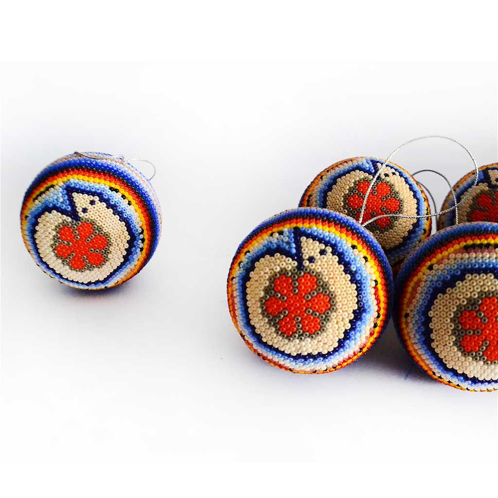 Esferas de Navidad en Arte Huichol - Imagen 2