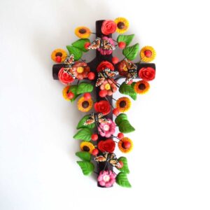 Cruz de Barro Policromado