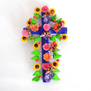 Cruz de Barro Policromado